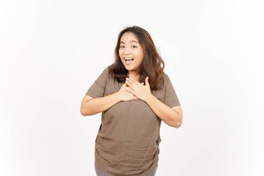 El Sandıkta Kendini Sevme Hareketi Beyaz Arkaplanda Tecrit Edilen Güzel Asyalı Kadın