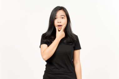 Beyaz arka planda tecrit edilmiş Güzel Asyalı Kadın İfadesi