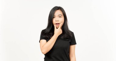 Beyaz arka planda tecrit edilmiş Güzel Asyalı Kadın İfadesi