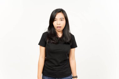 Beyaz arka planda tecrit edilmiş Güzel Asyalı Kadın İfadesi