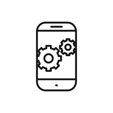 Düzenlenebilir Akıllı Telefon ayarları satır simgesi. Beyaz arkaplanda vektör çizimi izole edildi. Web sitesi ya da mobil uygulama için kullanılacak