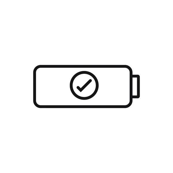Editable Battery Charging Complete Line Icon Vector Illustration Isolated White — Stock Vector