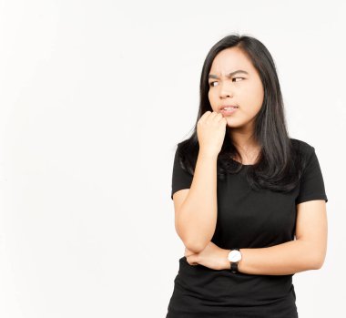 Beyaz arka planda tecrit edilmiş Güzel Asyalı Kadın Hareketi