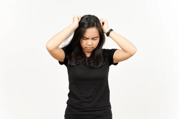 Headache Gesture Beautiful Asian Woman Isolated White Background — Stock Photo, Image