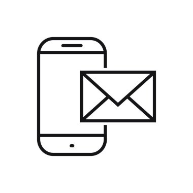 Düzenlenebilir akıllı telefon e- posta satırı simgesi alır. Beyaz arkaplanda vektör çizimi izole edildi. Web sitesi ya da mobil uygulama için kullanılacak