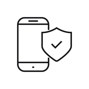 Düzenlenebilir akıllı telefon koruma hattı simgesi. Beyaz arkaplanda vektör çizimi izole edildi. Web sitesi ya da mobil uygulama için kullanılacak
