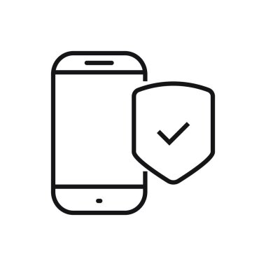 Düzenlenebilir akıllı telefon koruma hattı simgesi. Beyaz arkaplanda vektör çizimi izole edildi. Web sitesi ya da mobil uygulama için kullanılacak