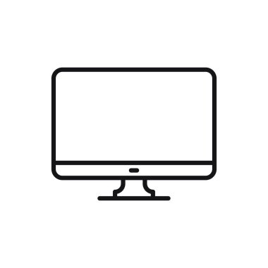 Düzenlenebilir bilgisayar ekranı çizgi simgesi. Beyaz arkaplanda vektör çizimi izole edildi. Web sitesi ya da mobil uygulama için kullanılacak