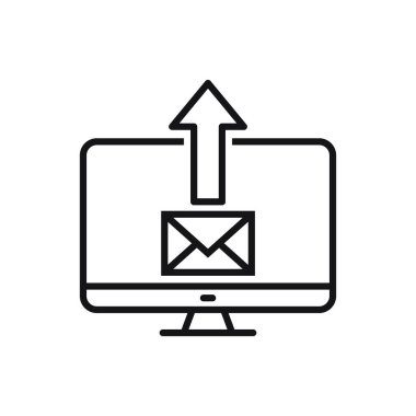 Düzenlenebilir bilgisayar e- posta satırı simgesi gönderir. Beyaz arkaplanda vektör çizimi izole edildi. Web sitesi ya da mobil uygulama için kullanılacak