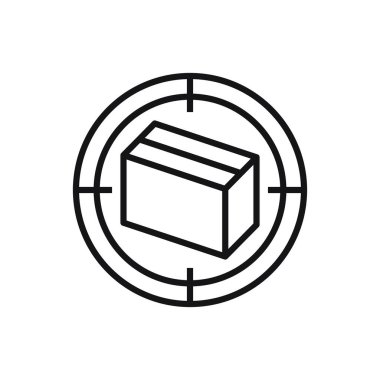 Düzenlenebilir paket kutusu hedef iletim satırı simgesi. Beyaz arkaplanda vektör çizimi izole edildi. Web sitesi ya da mobil uygulama için kullanılacak