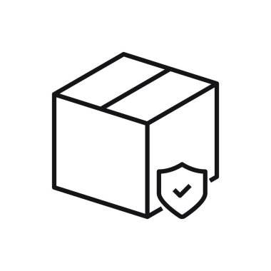 Düzenlenebilir paket kutusu sigorta hattı simgesi. Beyaz arkaplanda vektör çizimi izole edildi. Web sitesi ya da mobil uygulama için kullanılacak