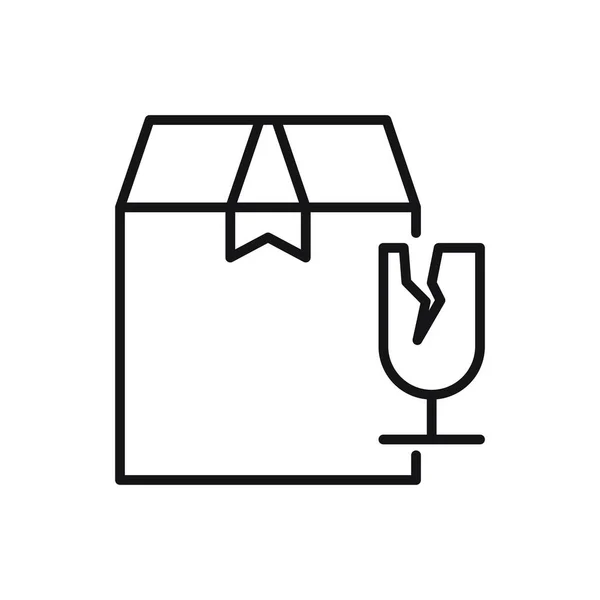 Editierbare Paketbox Fragile Informationszeile Symbol Vektor Illustration Isoliert Auf Weißem — Stockvektor