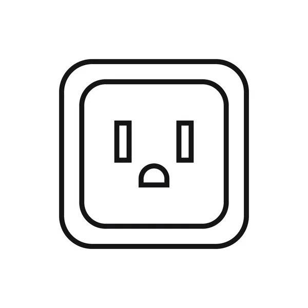 Editable Electric Socket Line Icon Vector Illustration Isolated White Background — Stock Vector