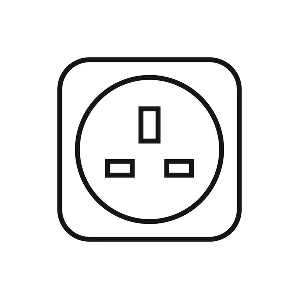 Editable Electric Socket Line Icon Vector Illustration Isolated White Background — Stock Vector