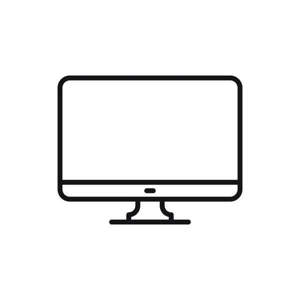 Ícone Linha Monitor Tela Computador Editável Ilustração Vetorial Isolada Sobre — Vetor de Stock
