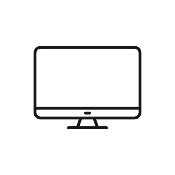Ícone Linha Monitor Tela Computador Editável Ilustração Vetorial Isolada Sobre — Vetor de Stock