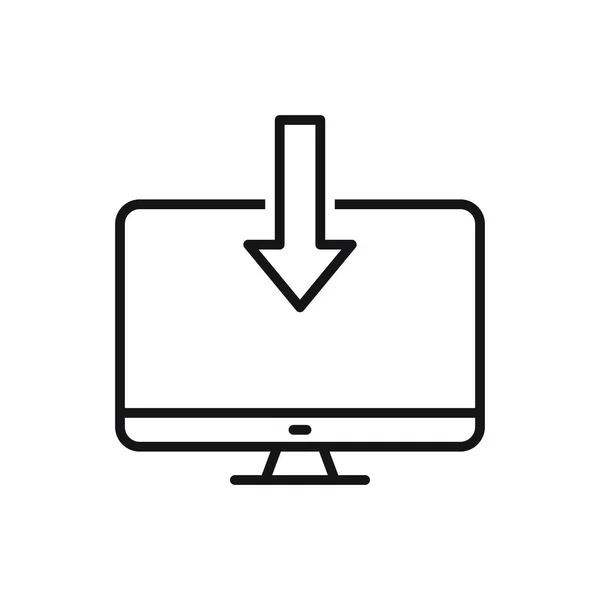 Ícone Linha Download Arquivo Computador Editável Ilustração Vetorial Isolada Sobre — Vetor de Stock