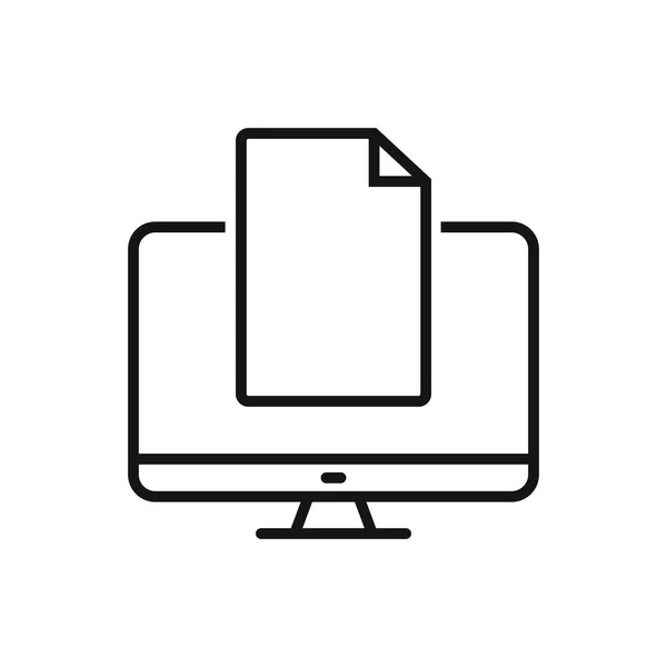 Computador Editável Ícone Linha Arquivo Aberto Ilustração Vetorial Isolada Sobre — Vetor de Stock
