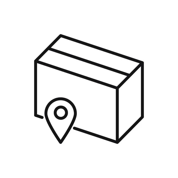 Icono Línea Ubicación Seguimiento Caja Paquete Editable Ilustración Vectorial Aislada — Archivo Imágenes Vectoriales
