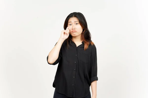 Cry Sad Face Expression Beautiful Asian Woman Isolated White Background — Fotografia de Stock