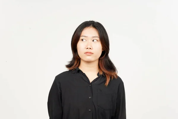Expressão Rosto Irritado Bela Mulher Asiática Isolado Fundo Branco — Fotografia de Stock