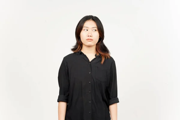 Boos Gezicht Expressie Van Mooi Aziatisch Vrouw Geïsoleerd Witte Achtergrond — Stockfoto