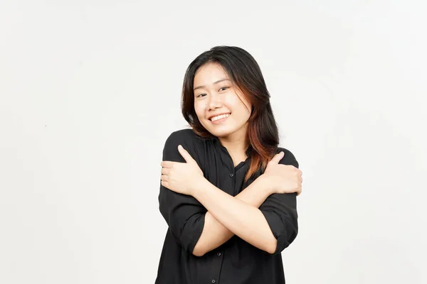 Dankbar Und Selbstliebe Geste Der Schönen Asiatischen Frau Isoliert Auf — Stockfoto