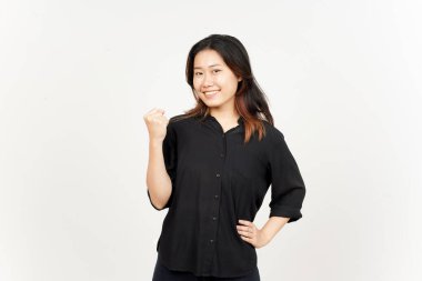 Evet ve Beyaz Arkaplanda İzole Edilmiş Güzel Asyalı Kadın Hareketi