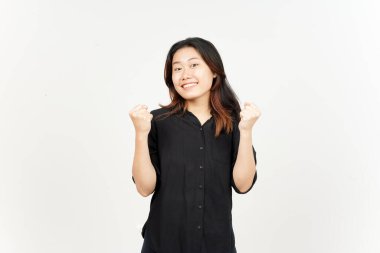 Evet ve Beyaz Arkaplanda İzole Edilmiş Güzel Asyalı Kadın Hareketi