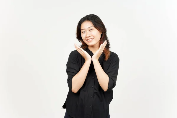 Smile Looking Camera Beautiful Asian Woman Isolated White Background — Foto Stock