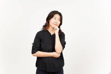 Beyaz arka planda tecrit edilmiş Güzel Asyalı Kadın Hareketi