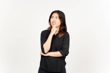 Beyaz arka planda tecrit edilmiş Güzel Asyalı Kadın Hareketi