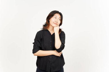 Beyaz arka planda tecrit edilmiş Güzel Asyalı Kadın Hareketi