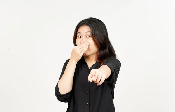 배경에서 고립된 아름다운 아시아 여성의 악취나고 역겨운 냄새를 풍기는 — 스톡 사진