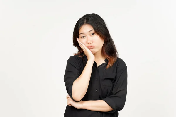 Aburrido Gesto Hermosa Mujer Asiática Aislado Sobre Fondo Blanco —  Fotos de Stock