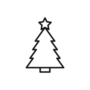 Düzenlenebilir Noel Ağacı çizgisi simgesi. Beyaz arkaplanda vektör çizimi izole edildi. Web sitesi ya da mobil uygulama için kullanılacak