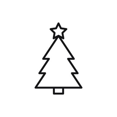Düzenlenebilir Noel Ağacı çizgisi simgesi. Beyaz arkaplanda vektör çizimi izole edildi. Web sitesi ya da mobil uygulama için kullanılacak