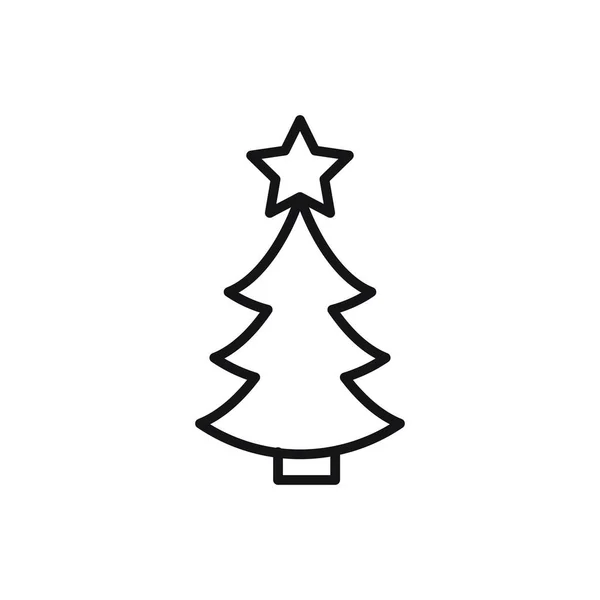 Editable Christmas Tree Line Icon Vector Illustration Isolated White Background — 스톡 벡터