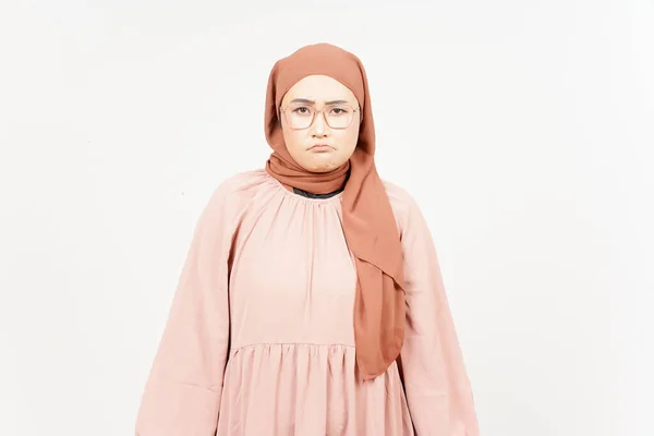 Looking You Angry Face Expression Beautiful Asian Woman Wearing Hijab — Foto Stock