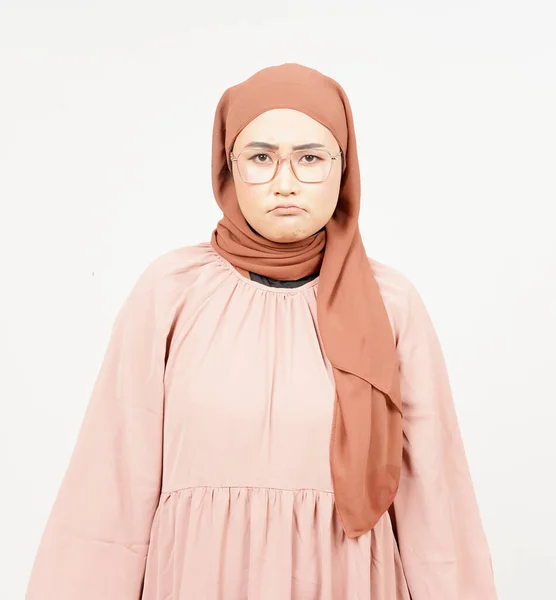 Looking You Angry Face Expression Beautiful Asian Woman Wearing Hijab — Stok fotoğraf