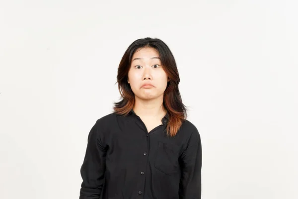 Sad Face Expression Beautiful Asian Woman Isolated White Background — Fotografia de Stock