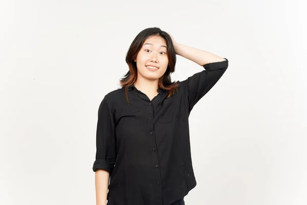 Verward Gebaar Van Mooi Aziatisch Vrouw Geïsoleerd Witte Achtergrond — Stockfoto