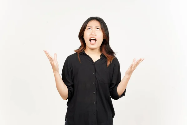 Angry Expression Beautiful Asian Woman Isolated White Background — 图库照片