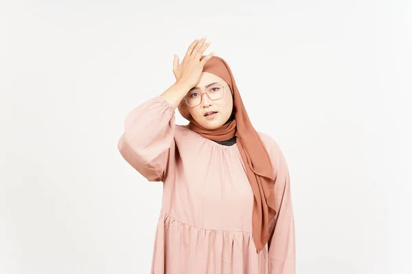 Forget Something Gesture Beautiful Asian Woman Wearing Hijab Isolated White — Fotografia de Stock