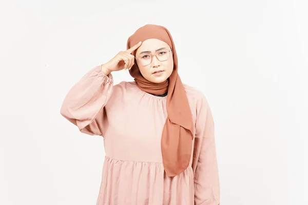 Forget Something Gesture Beautiful Asian Woman Wearing Hijab Isolated White — 스톡 사진