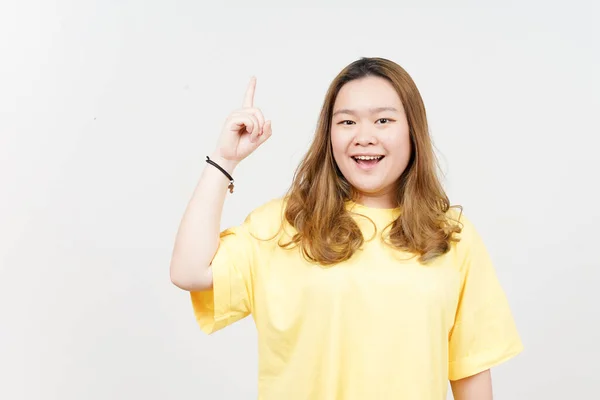 Got Idea Solution Beautiful Asian Woman Wearing Yellow Shirt Isolated — 스톡 사진
