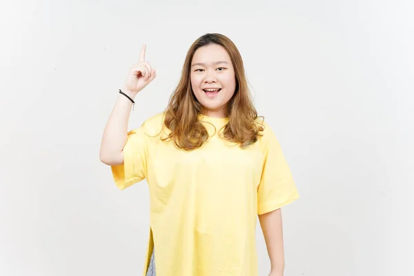 Got Idea Solution Beautiful Asian Woman Wearing Yellow Shirt Isolated — Stockfoto