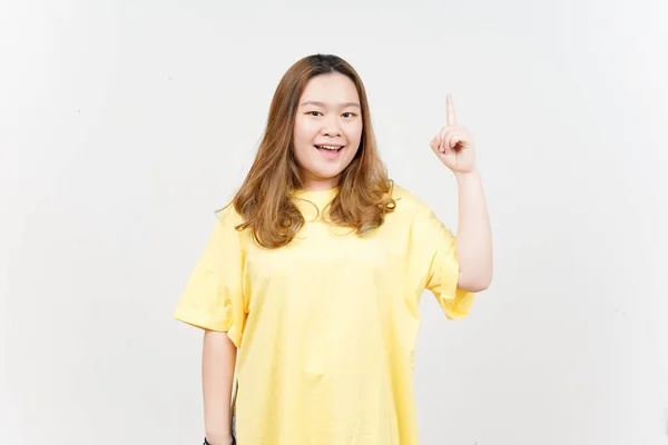 Got Idea Solution Beautiful Asian Woman Wearing Yellow Shirt Isolated — Stok fotoğraf