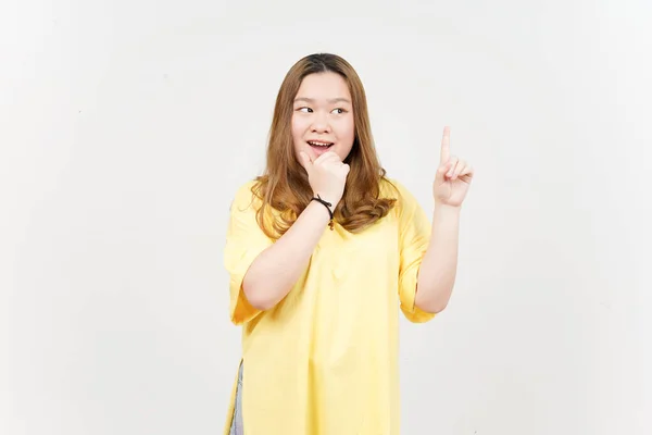 Got Idea Solution Beautiful Asian Woman Wearing Yellow Shirt Isolated — 스톡 사진