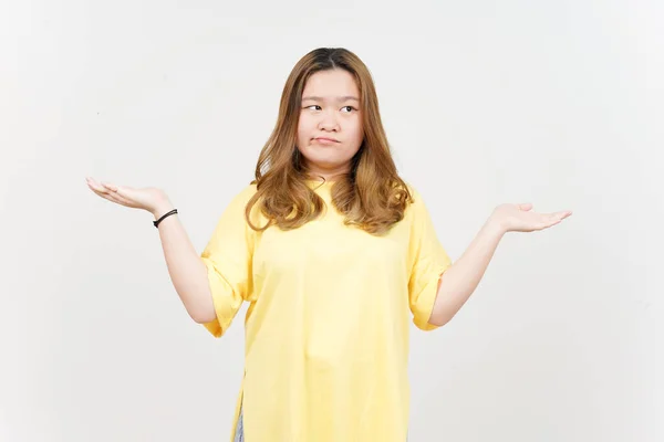 Doubt Confused Don Know Gesture Beautiful Asian Woman Wearing Yellow — Φωτογραφία Αρχείου